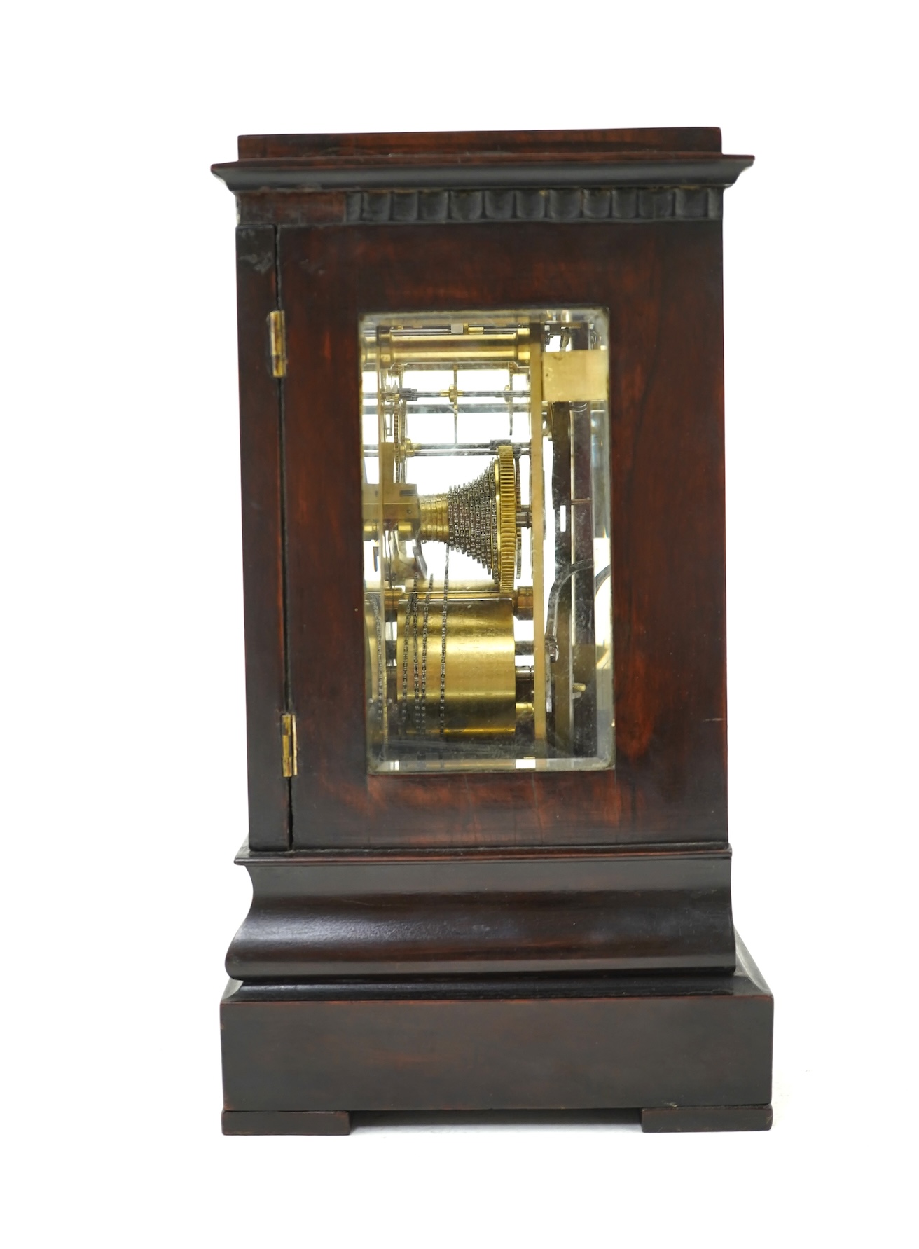 A William IV four glass rosewood double fusee library clock by James Muirhead